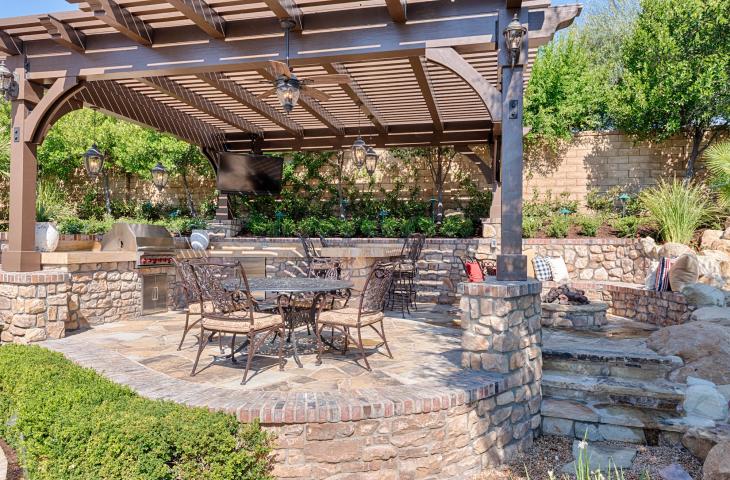 Backyard patio area